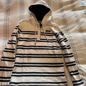 L.L. Bean Women's Rugby Hoodie Pullover Stripe